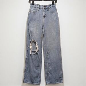 Hollister Hi-Rise Baggy Ripped Jeans Boho Hippie 24/29